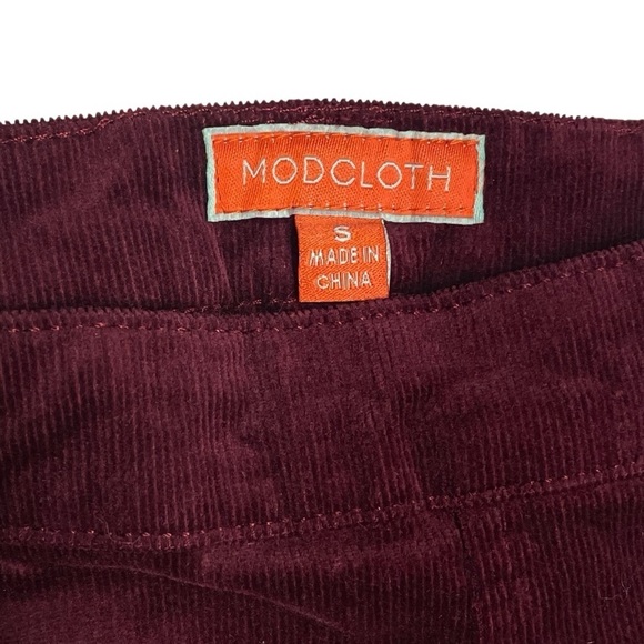 Mod Cloth Madison Corduroy Burgundy Wide Leg Pants Size Small - Picture 8 of 15
